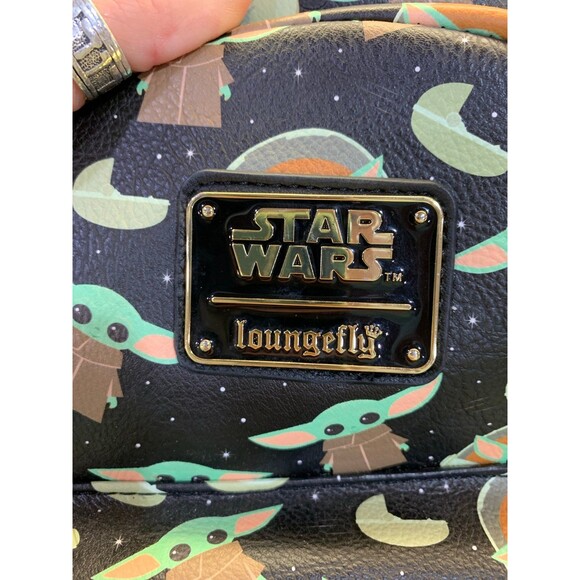 Loungefly Disney Parks Star Wars The Mandalorian Grogu Yoda Backpack Like New - Picture 12 of 12